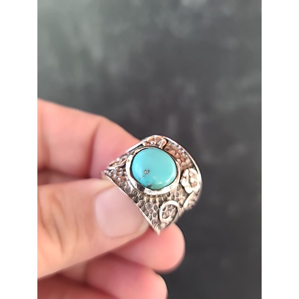 925 Sterling Silver Floral Howlite Statement Ring, Size US 7.25 Vintage India
